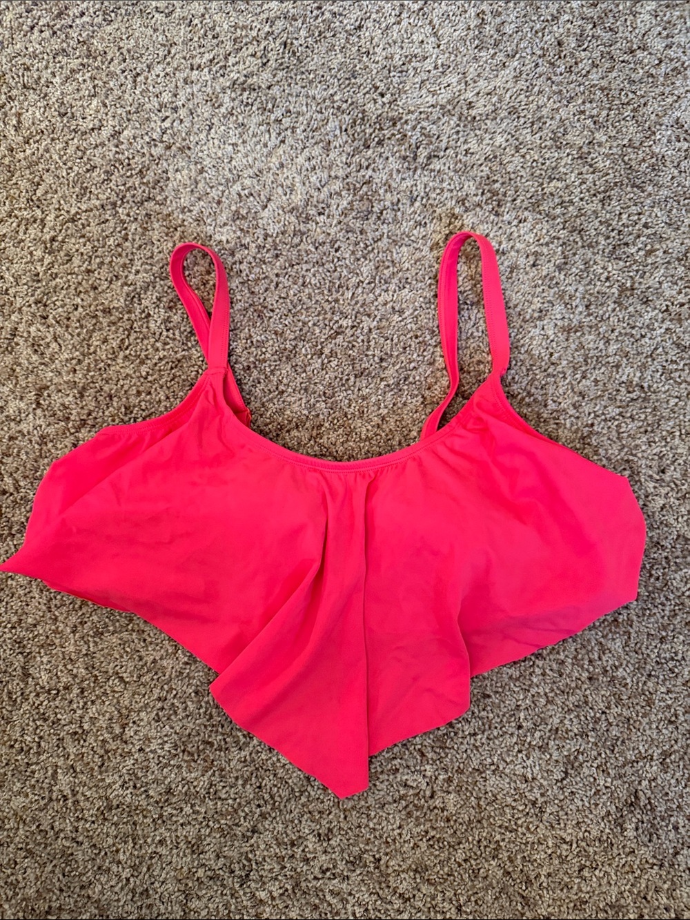 Torrid V-Flounce Neon Coral Bikini Top - Size 1